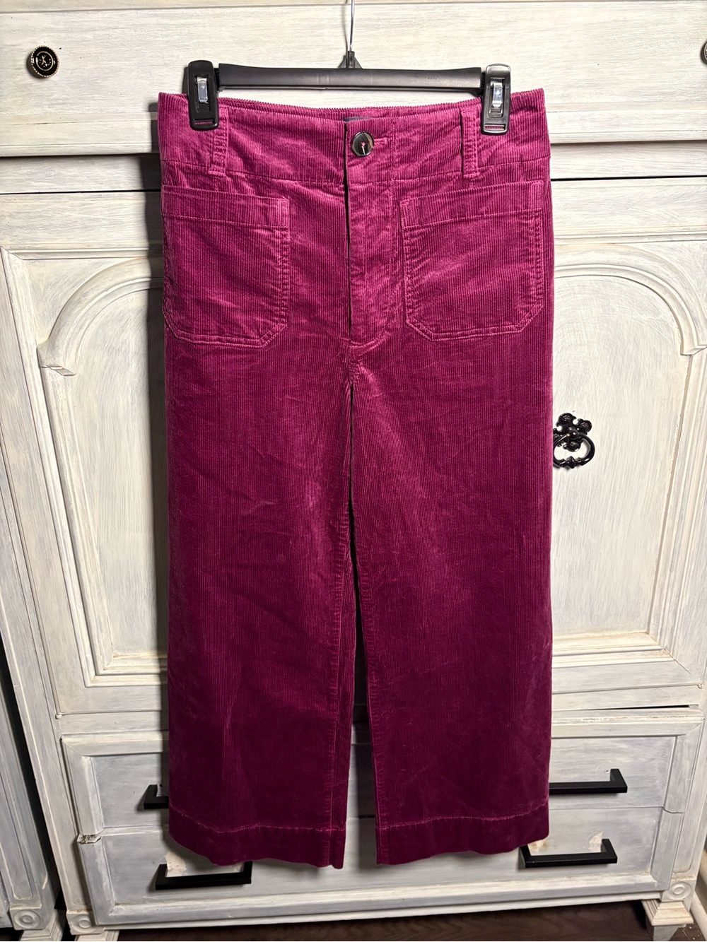 Anthropologie Maeve The Colette Cropped Wide-Leg Corduroy Pants Violet Preppy - Picture 4 of 10